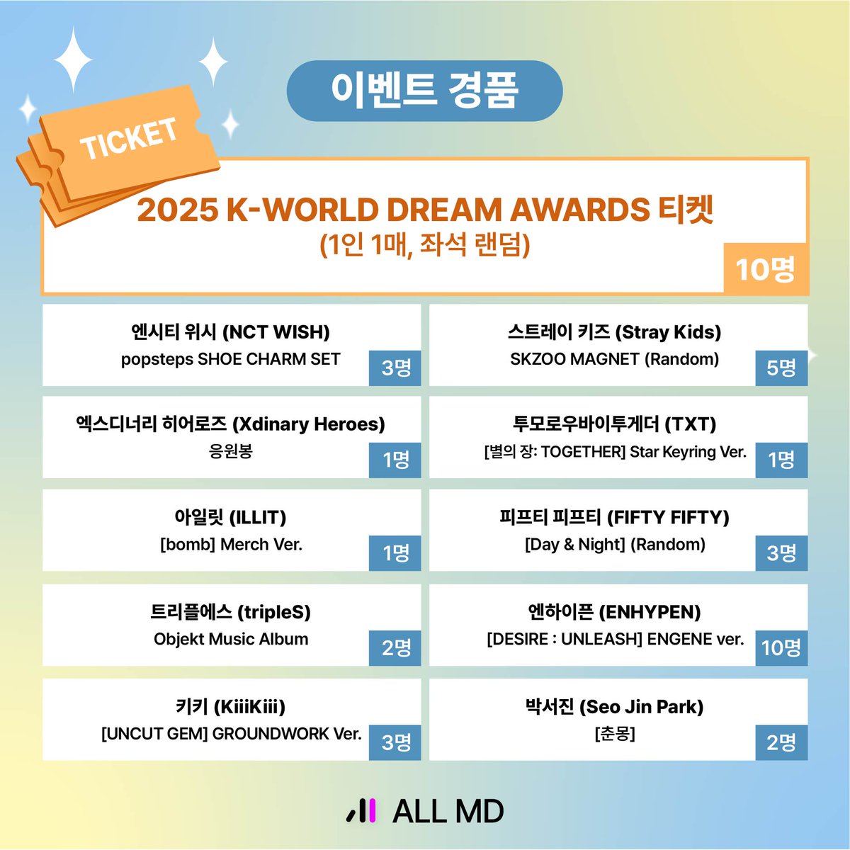 #ALLMD FAMILY EVENT 🎉🎉

🏖️무더운 여름 경품도 받고 시상식도 보러 올엠디와 함께 떠나요  😚🩷

[참여방법]
1⃣ 올엠디닷컴(allmd.com) FAMILY
 - 올엠디 공식 홈페이지 출석체크 2회 이상 응모하기
2⃣ 올엠디 SNS FAMILY
- 올엠디 공식 X 계정 팔로우 &amp; 해당 게시물 리트윗
3⃣