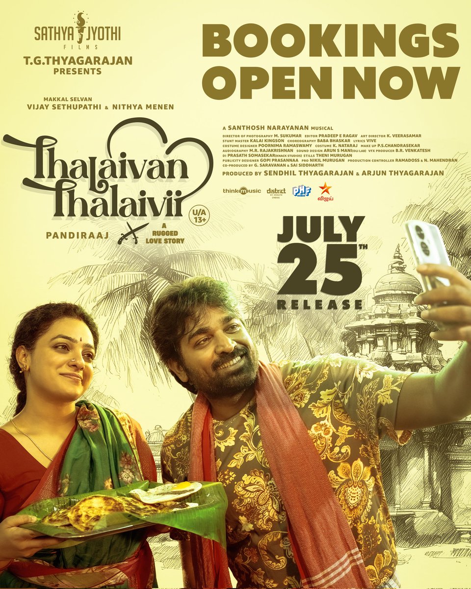 iYogiBabu's tweet image. This rugged romance is now yours!
🎟 Bookings now open for #ThalaivanThalaivii
Book now - link.district.in/DSTRKT/thalaiv…
@VijaySethuOffl @MenenNithya @pandiraaj_dir @iYogiBabu @Music_Santhosh @Lyricist_Vivek @thinkmusicindia @studio9_suresh @Roshni_offl @kaaliactor @MynaNandhini…