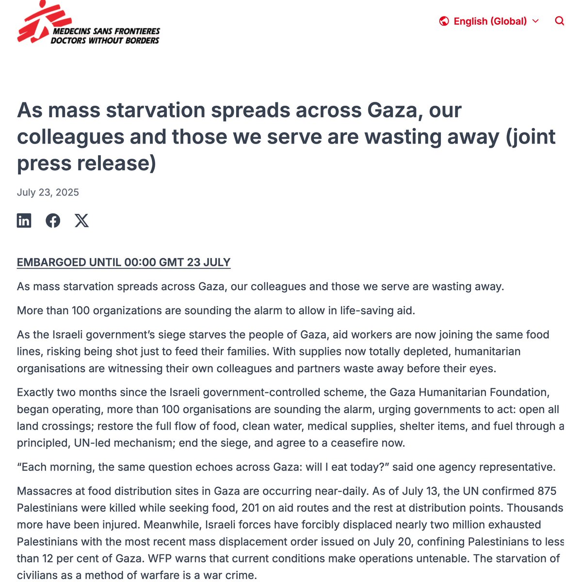 zesqyb's tweet image. ⚡️ Over 100 global humanitarian organizations issue joint statement demanding governments around the world immediately open all Gaza crossings, restore full UN-led aid access, and agree to an immediate ceasefire.
Full statement (signatories in screenshot):
As mass starvation…