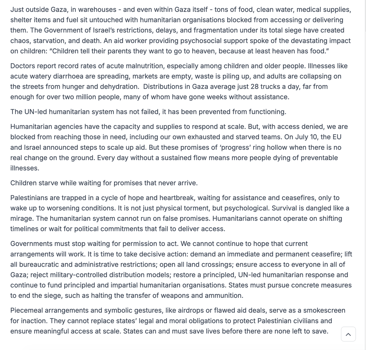 zesqyb's tweet image. ⚡️ Over 100 global humanitarian organizations issue joint statement demanding governments around the world immediately open all Gaza crossings, restore full UN-led aid access, and agree to an immediate ceasefire.
Full statement (signatories in screenshot):
As mass starvation…