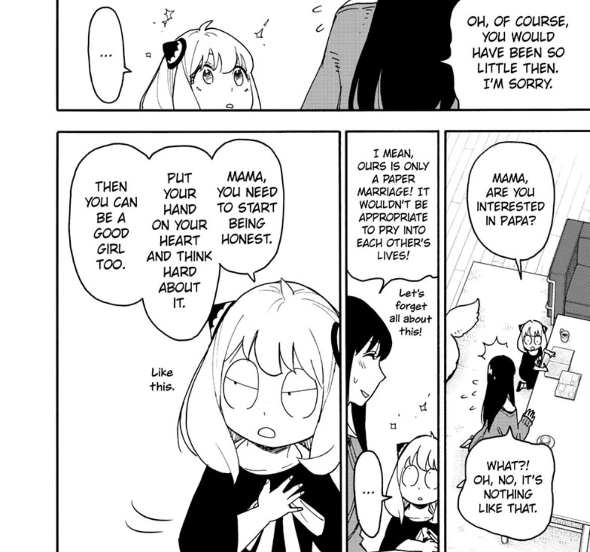 lauuzer's tweet image. it’s interesting how unlike with fiona, anya didn’t compare yor’s feelings for loid to becky, but saw and felt something different in yor instead