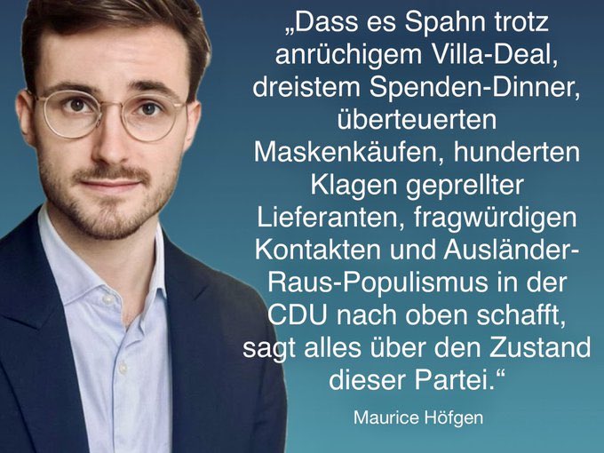 GerShahruk's tweet image. Da die @CDU gern Gras über die Sache wachsen lassen möchte, hier noch mal die Erinnerung, die Bürger haben @jensspahn nicht vergessen und fordern immer noch Aufklärung dieser Korruptionsfälle.
#SpahnRücktritt
#SpahnImmunitaetsaufhebung
#SpahnUntersuchungsausschuss