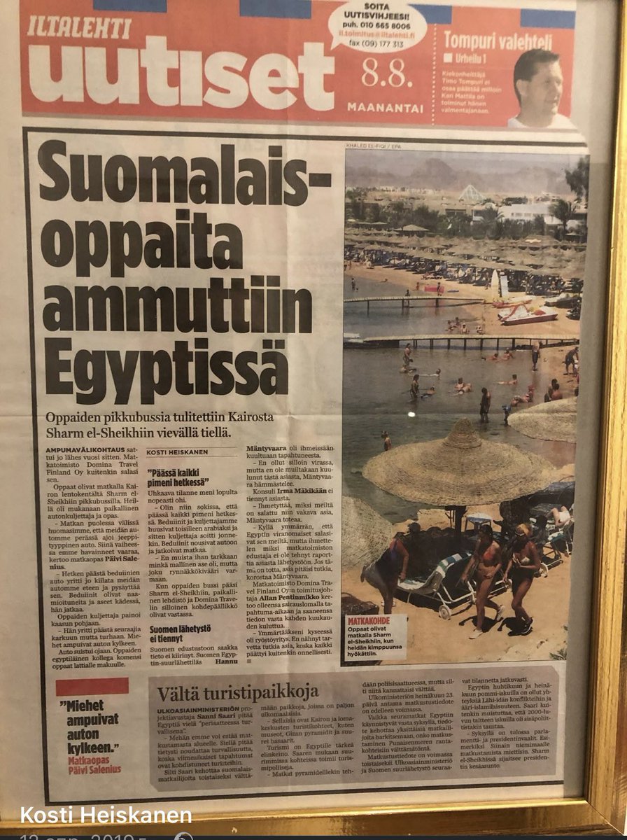 Löysin tälläisen ILTALEHTI/KOSTI HEISKANEN 
Suomalaisoppaita ammuttiin Egyptissä