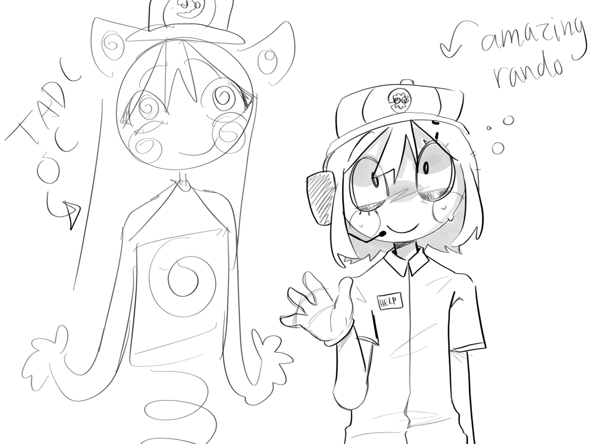 grapev1l's tweet photo. random girl and my amazing digital circus oc work at a fast food place #DigitalCircus #pomni #oc https://t.co/pSAP7KAjVT