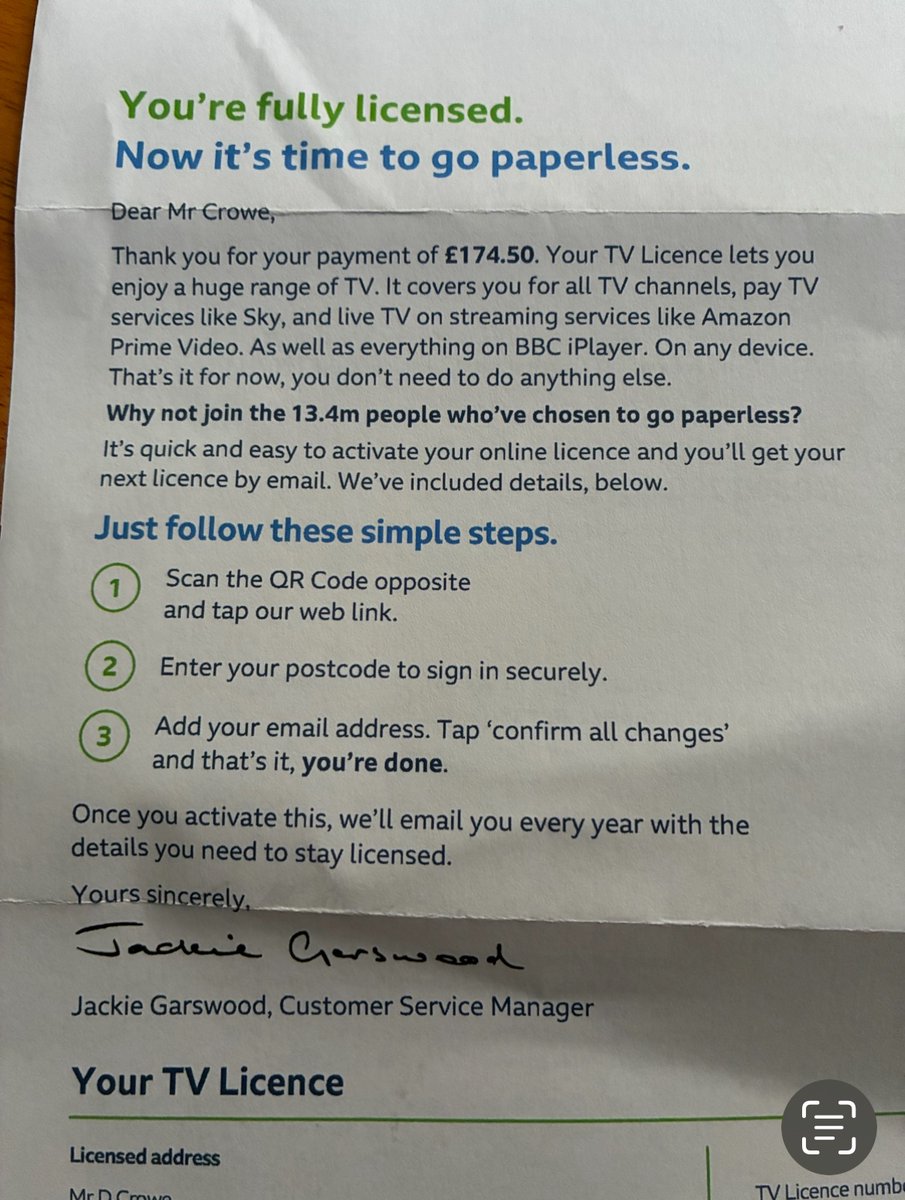 CroweDM's tweet image. Finally. I’m now legit in London. I’ve got my TV license.