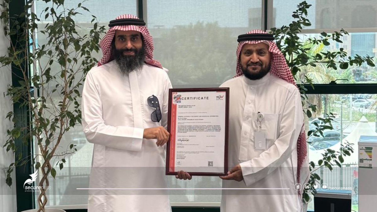 securenass's tweet photo. يُسعدنا في Securenass تهنئة شريكنا الهيئة العامة للمساحة والمعلومات الجيومكانية GEOSA بمناسبة حصولهم على شهادة ISO 20000 .إنجاز يُجسّد التزامهم بأعلى معايير إدارة خدمات تقنية المعلومات.
نفخر بمساهمتنا في هذا النجاح ونتطلع لمزيد من التعاون.
 #Securenass #GEOSA #ISO20000 https://t.co/NuGCRz5Cfs