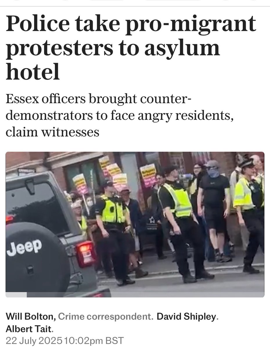 Darren Grimes (@darrengrimes_) on Twitter photo 🚨 Police escorted pro-migrant activists to a migrant hotel in Epping—right before violence broke out.
Locals had gathered to protest after a migrant was charged with sexual assault.
Instead of listening to residents, Essex Police delivered masked activists to the 🚨 Police escorted pro-migrant activists to a migrant hotel in Epping—right before violence broke out.
Locals had gathered to protest after a migrant was charged with sexual assault.
Instead of listening to residents, Essex Police delivered masked activists to the