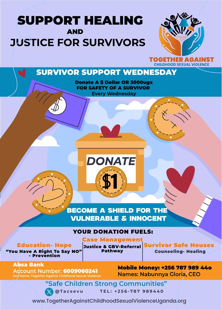 TACSEVU's tweet image. Help a survivor of Childhood Sexual Violence stay in school!
Every Wednesday, we uplift survivors’ healing and justice. #SurvivorSupportWednesday
Healing at times means meeting basic needs like education.
Donate a dollar today to make a difference.
#EndCSV