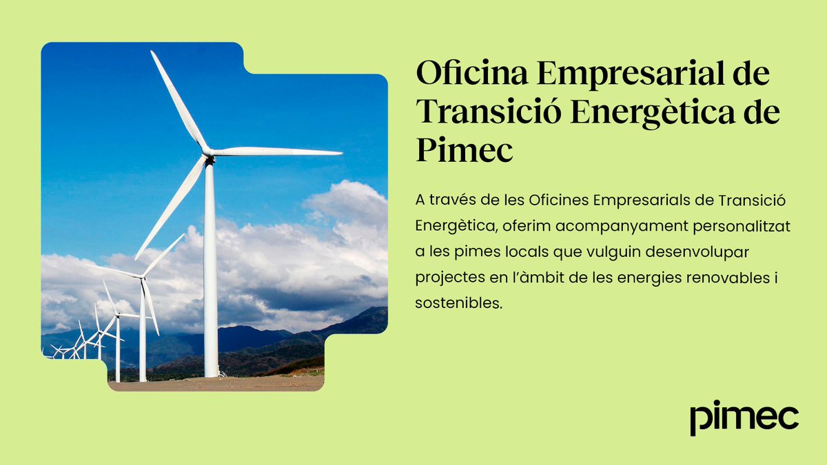Impulsa projectes en l'àmbit de les energies renovables i l'eficiència energètica de la mà de les OETE de Pimec!

✅ Comptem amb cinc OETE arreu de Catalunya, a través de les quals oferim acompanyament personalitzat a les pimes que vulguin desenvolupar projectes en l’àmbit de les