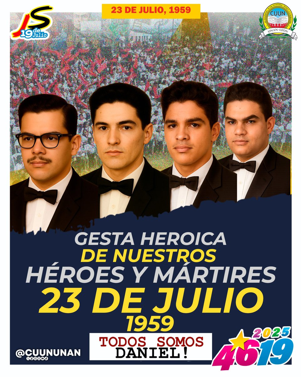 cuununan's tweet photo. #23deJulio || Conmemoramos 66 años de la Gesta Heroica de nuestros Héroes y Mártires del 23 de julio de 1959.

#23J1959 
#JuventudSandinista 
#CUUN1914 https://t.co/zV0LLxOSCt