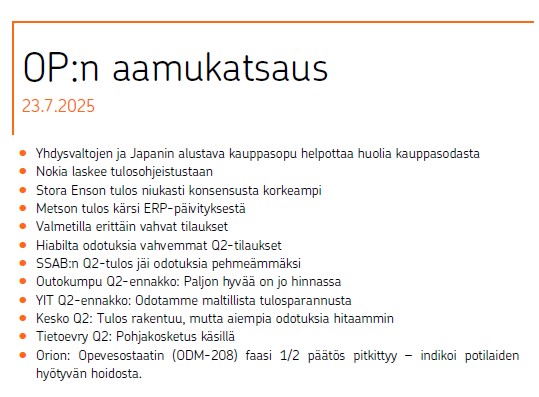 Keskiviikon Aamukatsaus: <a href="/OP_Ryhma/">OP</a>
<a href="/OPsijoittaminen/">OPxSijoittaminen</a> #sijoittaminen #säästäminen