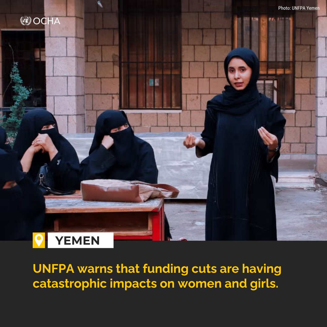 ocharomena's tweet image. In #Yemen, @UNFPA warns
📉 1.5 million women and girls lost access to life-saving care
🚫 Safe spaces are closing
🩺 Midwives are becoming less available
⚠️ Health facilities are shutting down
🆘 Rapid response is grinding to a halt
Read More
🔗tinyurl.com/2yfrkshm