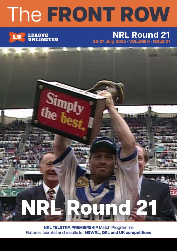 LeagueUnlimited's tweet image. 🚨 Your ultimate NRL & NRLW companion! The Front Row mag on LeagueUnlimited has teamlists, previews, results & more for the round ahead.
Stay ahead of the game with THE FRONT ROW match programme!
#NRL R21 and #NRLW R4 edition is OUT NOW: leagueunlimited.com/the-front-row