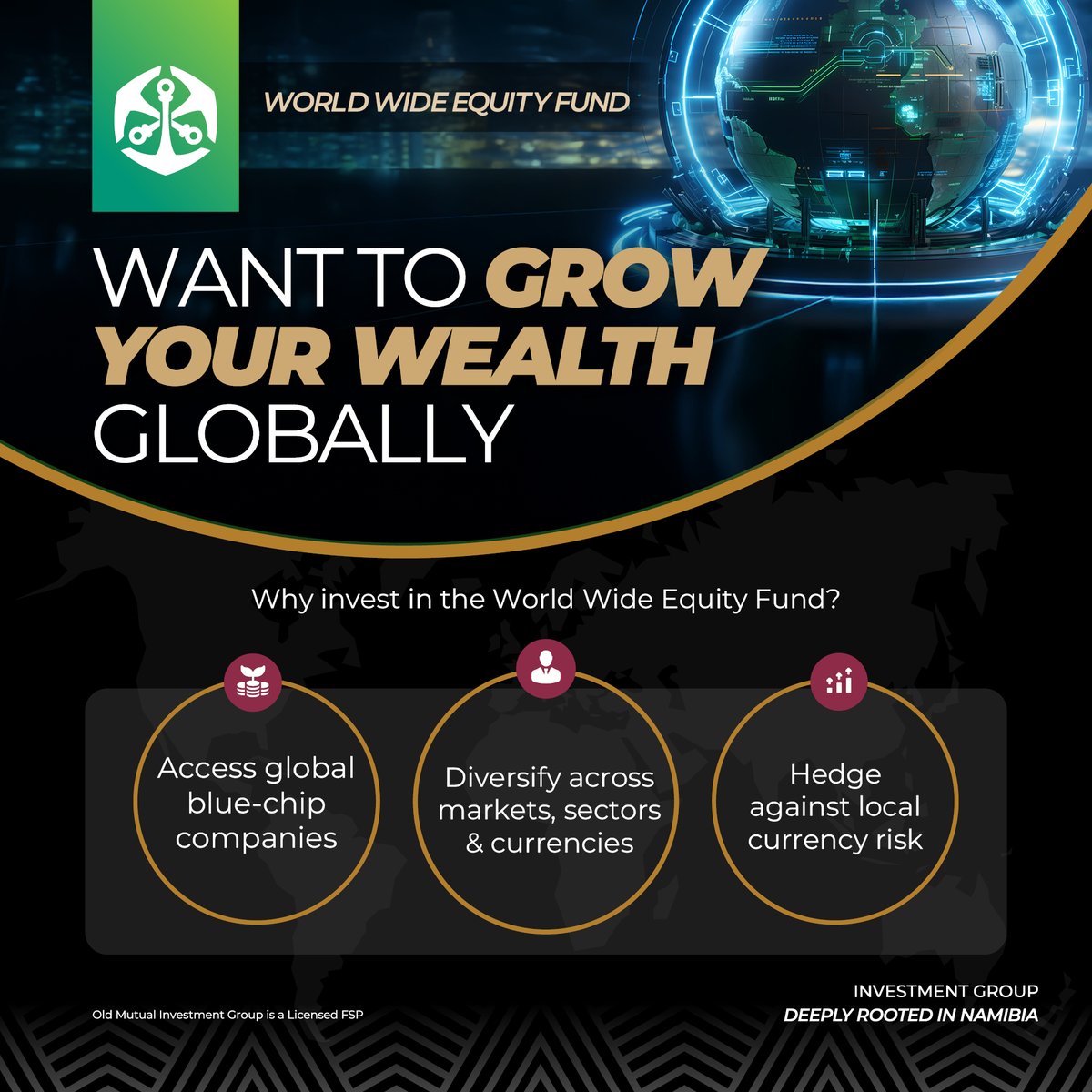 OldMutualNam's tweet image. Did You Know?
The World Wide Equity Fund lets you tap into global opportunities by investing in listed companies across countries, currencies, and sectors. It’s designed to grow your money over the long term through international diversification.
Click here to learn more:…