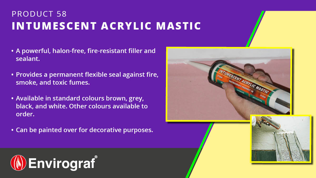 A powerful halon-free, fire-resistant filler and sealant. It provides a permanent flexible seal against fire, smoke &amp; toxic fumes. Can be used horizontally or vertically around door frames, cable trays, ducting, &amp; partitions. Can be painted over.  tinyurl.com/yv4jsnpb