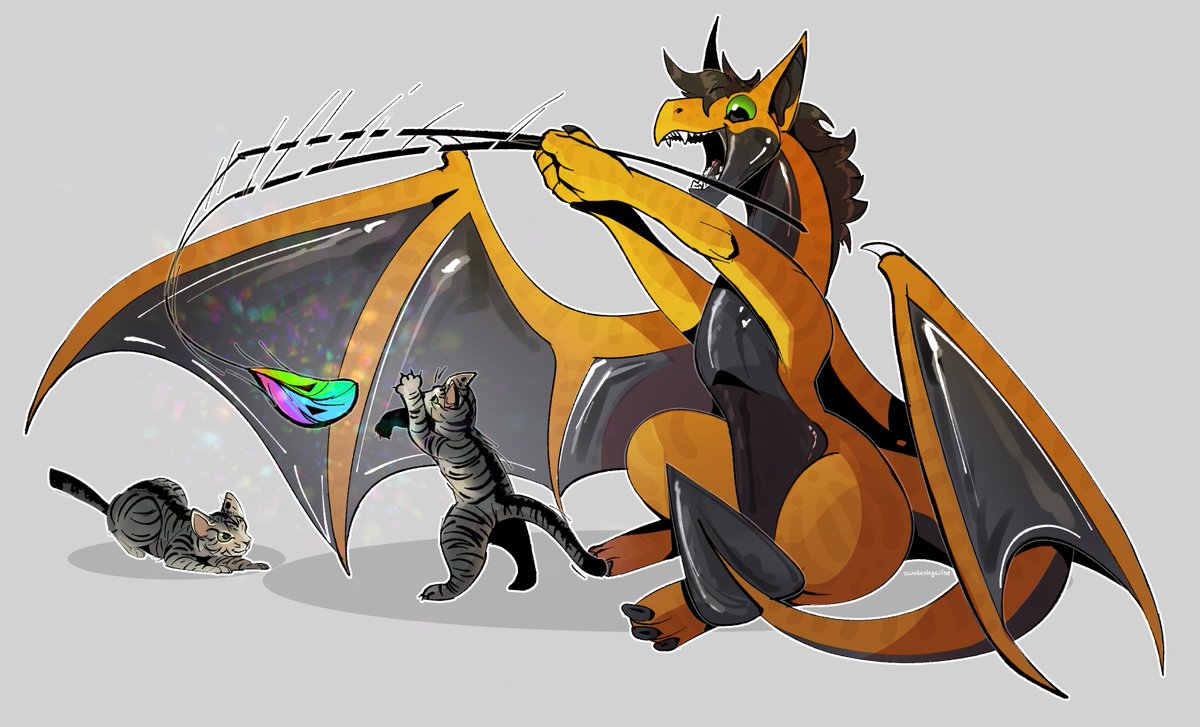 awakeningwind's tweet image. Kittens and dragon