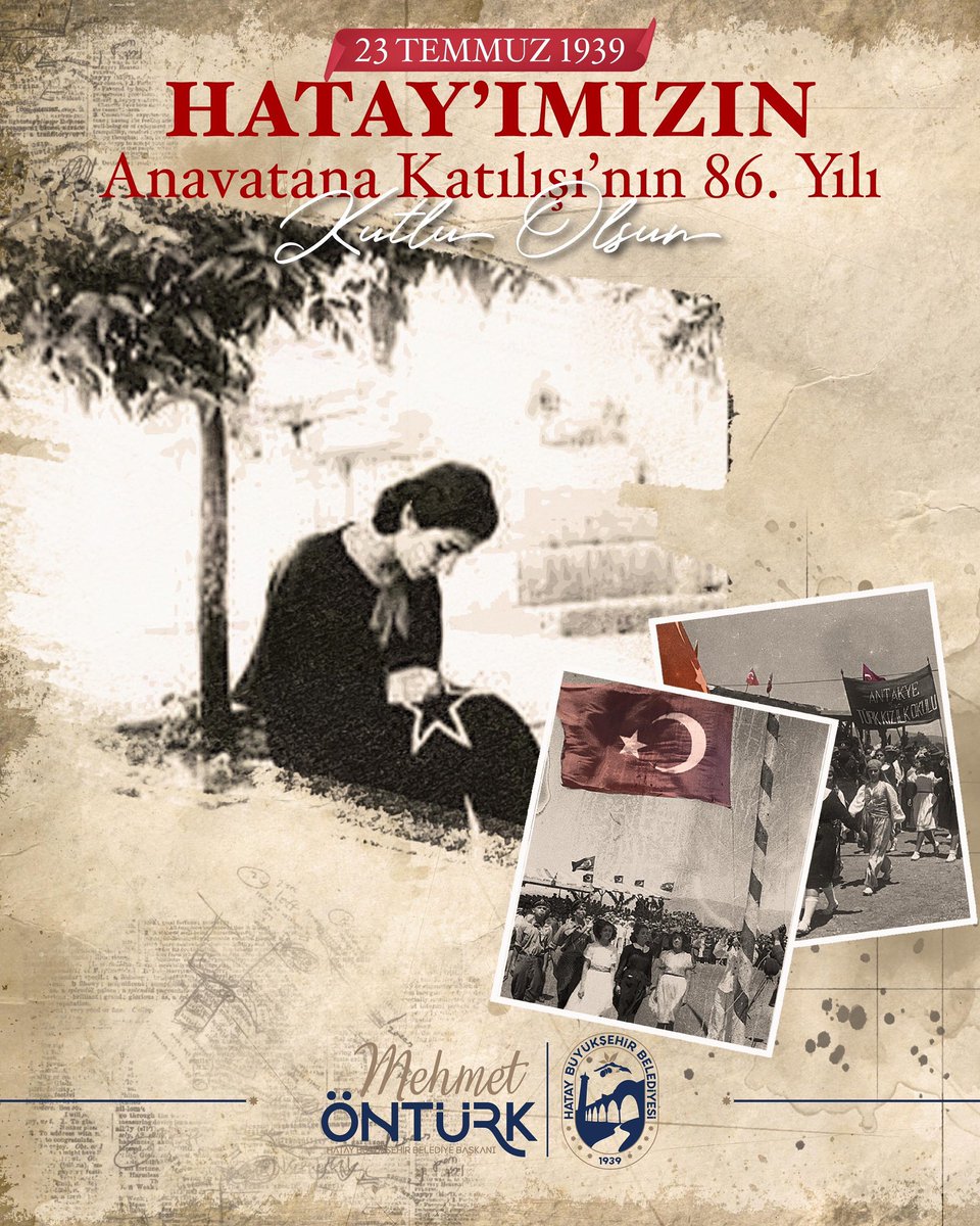 86 yıl önce bugün, Gazi Mustafa Kemal Atatürk’ün ‘Hatay benim şahsi meselemdir’ diyerek başlattığı kararlılık, milletimizin birlik ruhuyla zafere ulaştı. 

Güzel Hatay’ımızın anavatana katılışının 86’ncı yılı kutlu olsun.🇹🇷