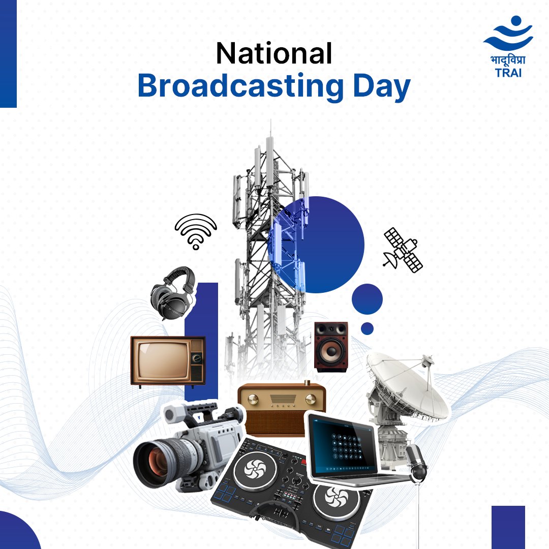 TRAI's tweet image. Broadcasting isn’t just legacy. It’s infrastructure for public discourse.
On #NationalBroadcastingDay, #TRAI reaffirms its role in shaping a future-ready ecosystem - equitable, open, competitive, inclusive, through frameworks that enable access, #innovation & consumer safeguards.