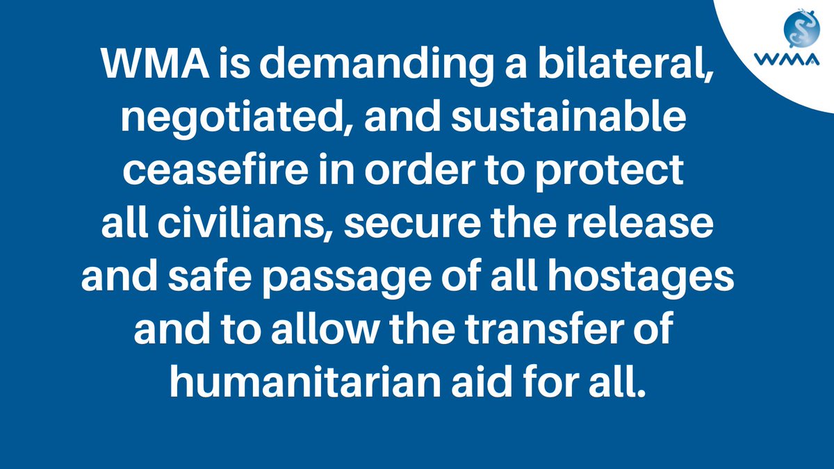 ‼️<a href="/medwma/">World Medical Association</a> demands bilateral, negotiated, sustainable ceasefire  to protect all civilians, secure release &amp; safe passage of all hostages, allow the transfer of humanitarian aid for all. See Resolution on #Israel &amp; #Gaza ow.ly/Uaka50SzmPy #HealthcareInDanger #IHL #NotATarget