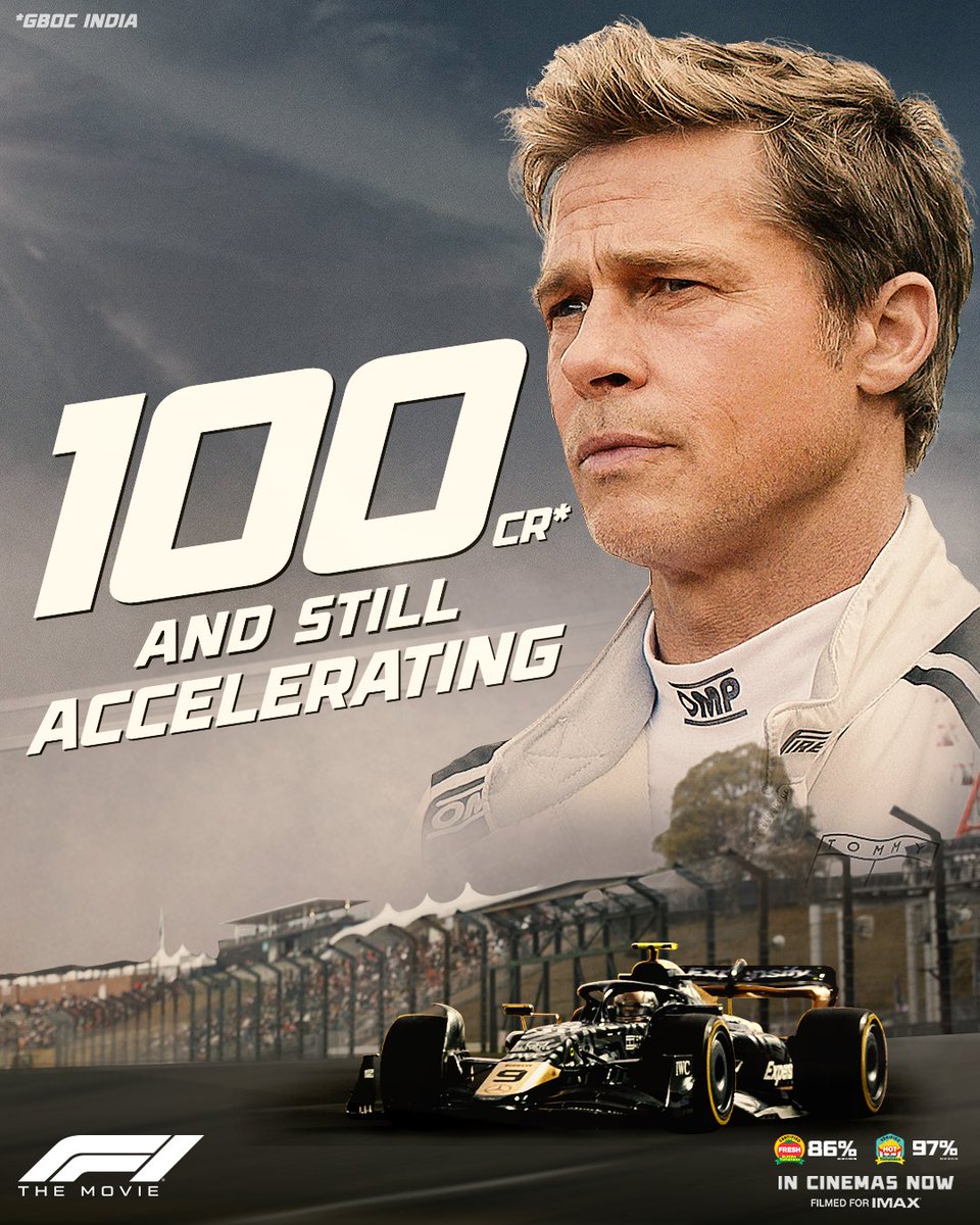 No pit stops. No slowing down. Just full throttle at the Indian Box Office! 

Don't miss #F1TheMovie starring Brad Pitt in cinemas &amp; #IMAX near you. 

Book your tickets now: bookmy.show/F1​
link.district.in/DSTRKT/pF1​

#WarnerBrosIndia #BradPitt