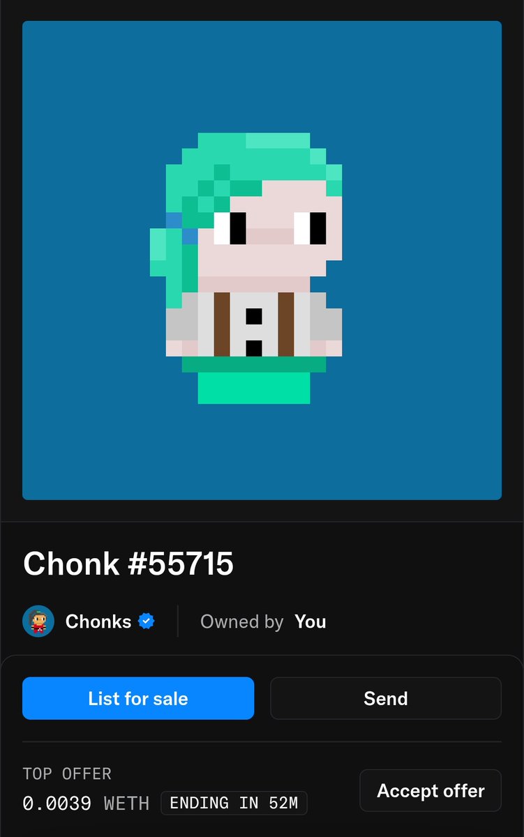 Got this cute looking minion nft 'Chonks' on base to complete the current <a href="/opensea/">OpenSea</a> voyage quest