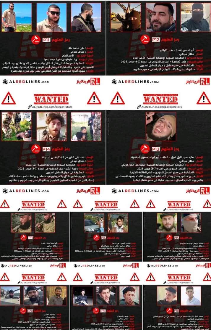 rassamsyria's tweet image. توثيق أسماء 10 أشخاص مشاركين في مجازر الساحل السوري و التي حصلت بتاريخ 7-3-2025 و أدت إلى مقتل الآلاف من العلويين الأبرياء من نساء و أطفال و شيوخ و شباب عزًّل
بينما يتجاهل الإعلام و المنظمات هذه الحقائق، يبقى هؤلاء احرار بعد مشاركتهم في واحدة من أقسى المجازر في التاريخ الحديث ..