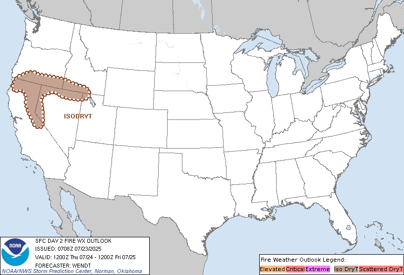 NWSSPC's tweet image. 2:09am CDT #SPC Day2 #FireWX spc.noaa.gov/products/fire_…