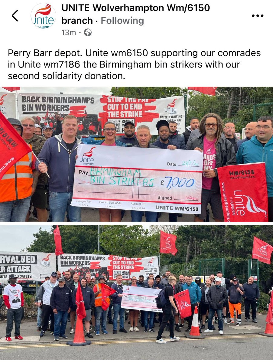 strike_map's tweet image. Another massive donation this time from UNITE Wolverhampton Wm/6150 branch ✊.
2 days till the Megapicket. The movement is behind the Birmingham Bin Workers.
#StrikeMap