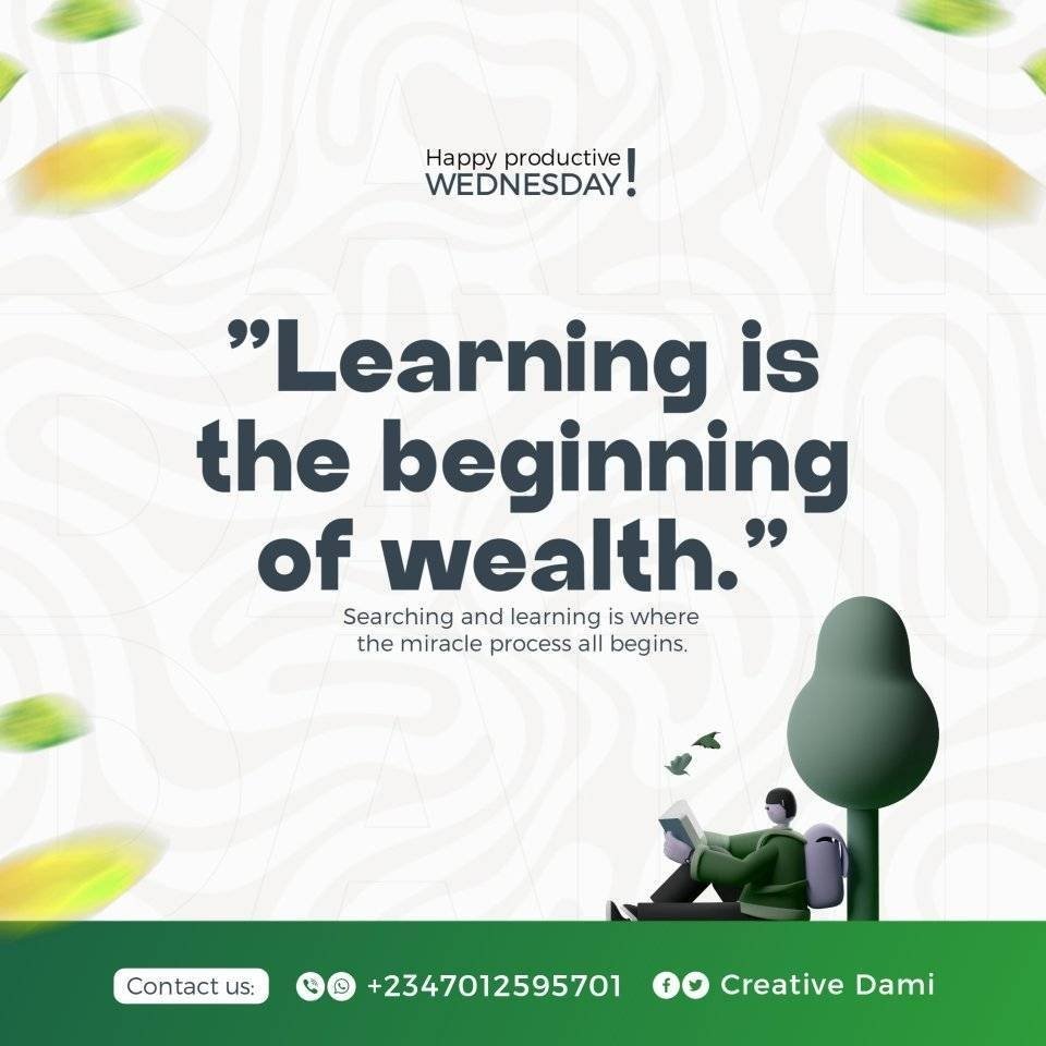 creative_dami's tweet photo. Knowledge is power! 💡 Learning is the beginning of wealth. Invest in yourself, educate your mind, and watch your wealth grow - not just financially, but also in personal growth, relationships, and opportunities! 🌟
#creativedami https://t.co/nEvJ4fAUCM