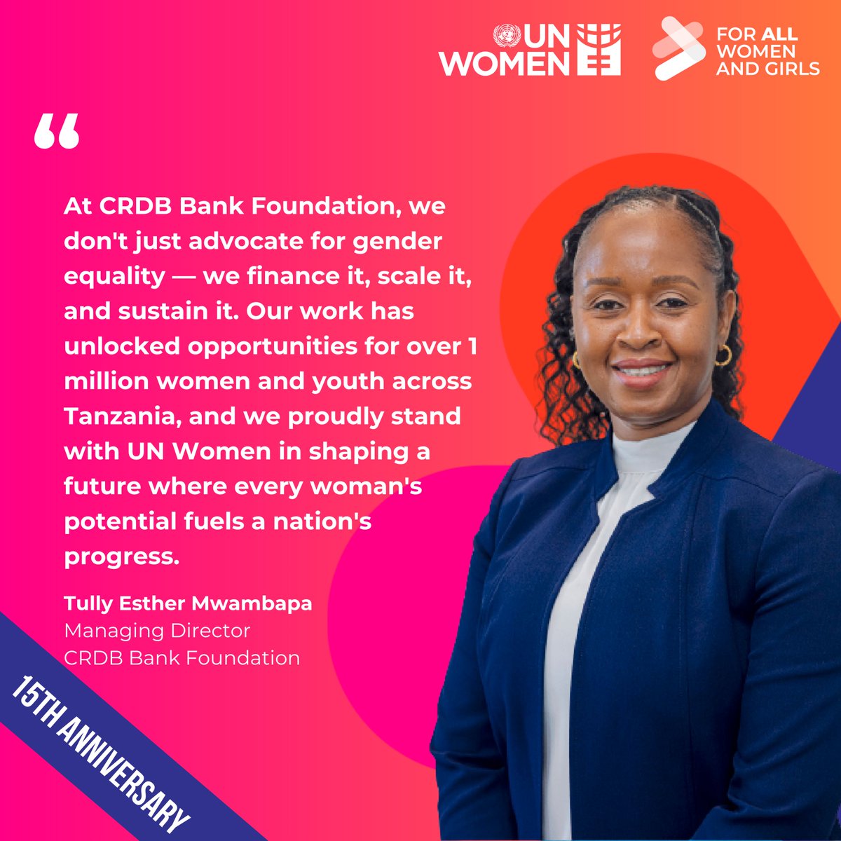 unwomentanzania's tweet image. 👏 Thank you @CRDBBankPlc Foundation for your continuous investment in women and girls! With 1M+ women and youth empowered across Tanzania, we’re proud to stand with you in building a future where every woman’s potential fuels national progress.
