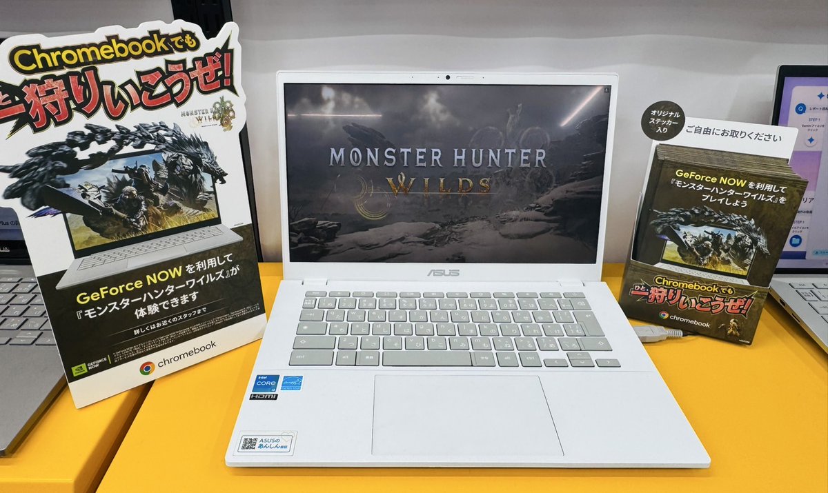 yodobashi_sinni's tweet image. /
Chromebookでも一狩りいこうぜ!
\
GeForce Nowを利用して
Chromebookでも モンハンワイルズ がプレイできます✨
店頭の展示機でもご遊戯いただけます🎵
ぜひお気軽にお試しください💁
➡yodobashi.com/product/100000…