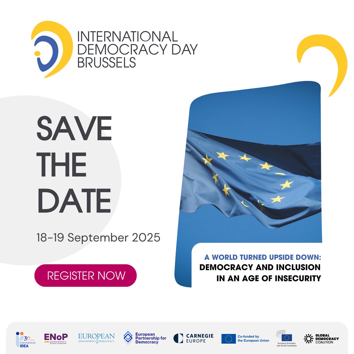 GloDemCoalition's tweet image. In an age of rising global insecurity and democratic backsliding, the future of democracy is on the line, and so is the future of Europe. That’s why the 2025 International Democracy Day Brussels Conference will focus on one of the most urgent questions of our time: how can…
