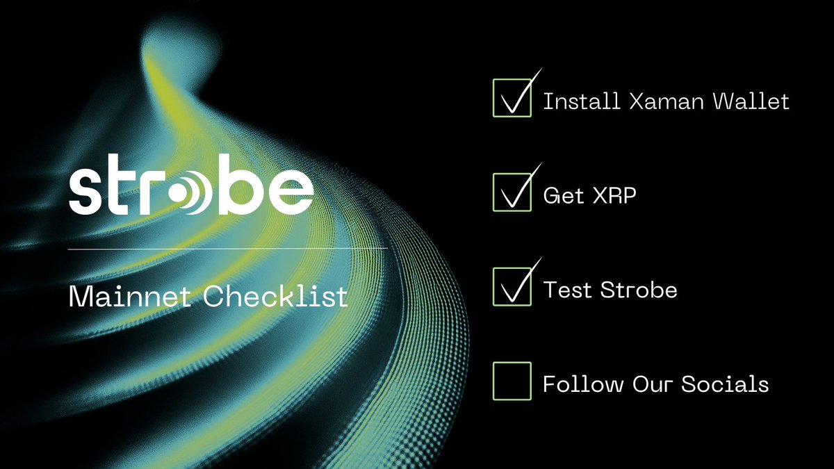 StrobeFinance's tweet image. Strobe Mainnet is coming soon. Are you ready?
Here’s how to prep for launch:
1⃣ Read up
Start with our docs + Medium. Learn how Strobe works from the ground up, from what a money market is to how we’re building cross-chain #XRPL DeFi via @axelar.
2⃣ Get your wallet ready…