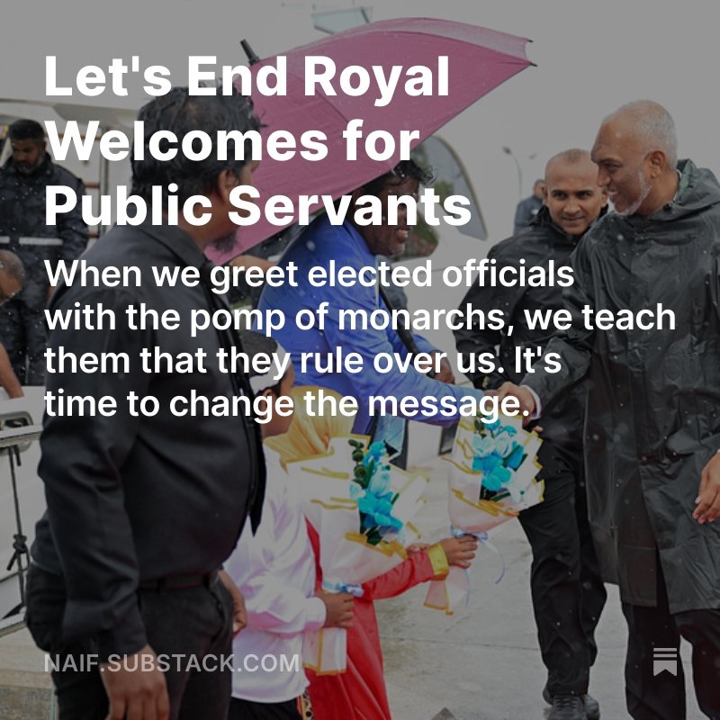 We have citizens, even children, standing in the pouring rain to greet elected officials as if they were kings. This tradition fosters a culture where politicians feel they have unconditional support, not a duty to be accountable. Read: naif.substack.com/p/lets-end-roy…