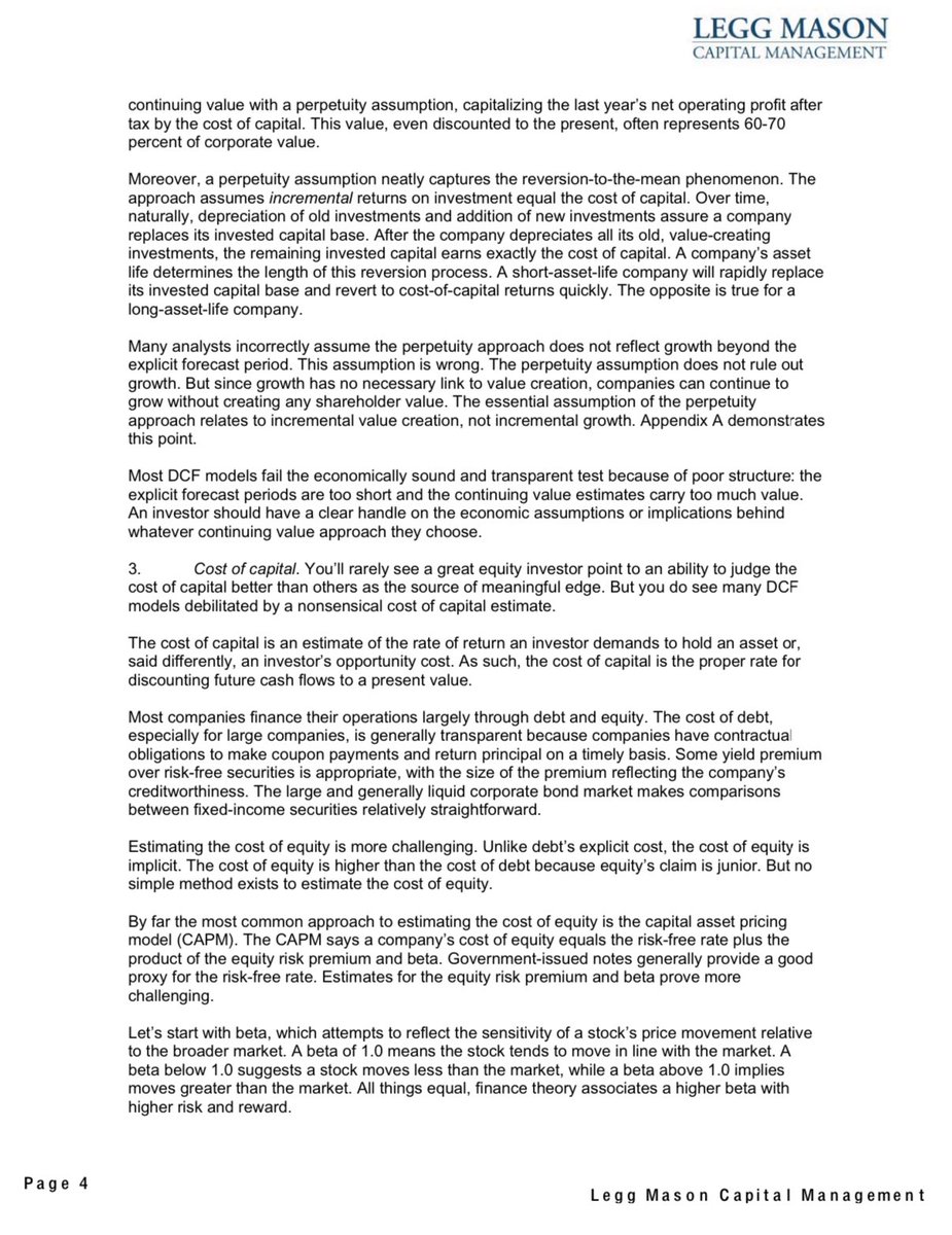 The Intellectual Edge (@thebigideas_) on Twitter photo Common errors in DCF models
This is one of my favourite pieces by <a href="/mjmauboussin/">Michael Mauboussin</a>
I was going to post a snippet but I honestly think reading the whole thing is necessary.
So many fantastic points. Common errors in DCF models
This is one of my favourite pieces by <a href="/mjmauboussin/">Michael Mauboussin</a>
I was going to post a snippet but I honestly think reading the whole thing is necessary.
So many fantastic points.
