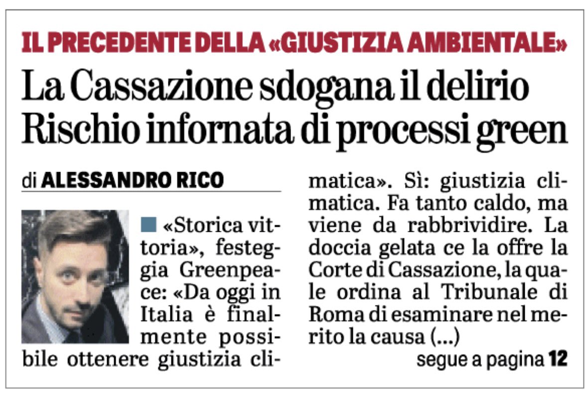 Alessandro Rico 🇮🇹 (@ricoalessandro) on Twitter photo Arriva la sentenza della Cassazione che darà il via alle class action ecologiste 😖
Su <a href="/LaVeritaWeb/">La Verità</a> Arriva la sentenza della Cassazione che darà il via alle class action ecologiste 😖
Su <a href="/LaVeritaWeb/">La Verità</a>
