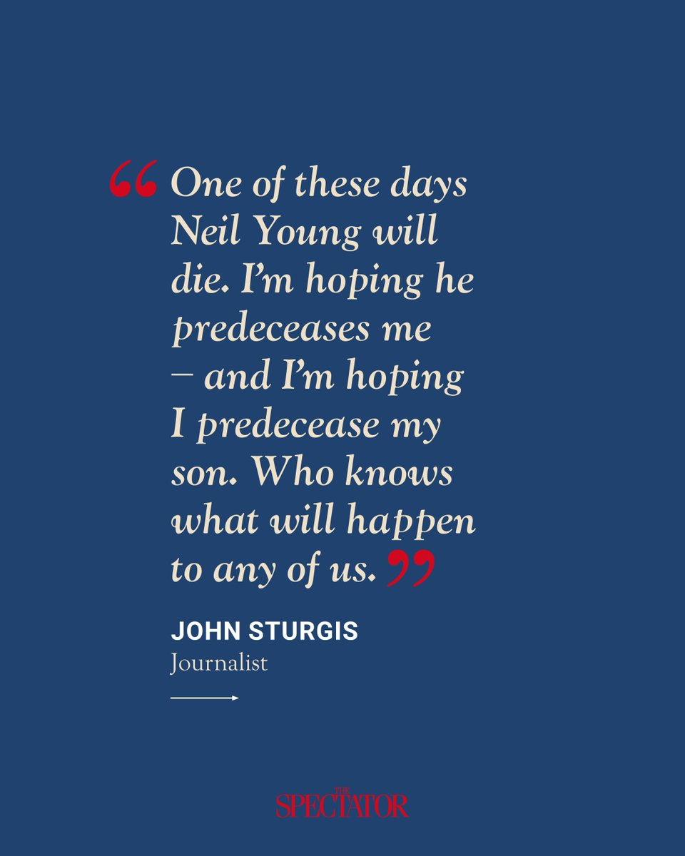 spectator's tweet image. Neil Young once saved my life. Or at least, that’s how I remember it. This was at an outdoor show in Finsbury Park in July 1993. I had pushed and squeezed my way almost to the front of a large crowd shortly after being passed something of dubious provenance to smoke.
One moment…
