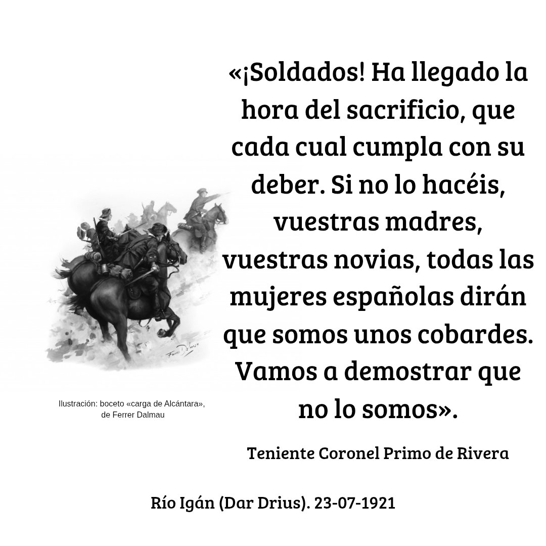 acvna_es's tweet image. Tal día como hoy, en 1921, los héroes del Regimiento #Alcántara sacrificaron sus vidas para proteger la retirada de las fuerzas españolas en Annual, sufriendo en la operación más del 90 % de bajas de sus casi 700 jinetes. #Honor