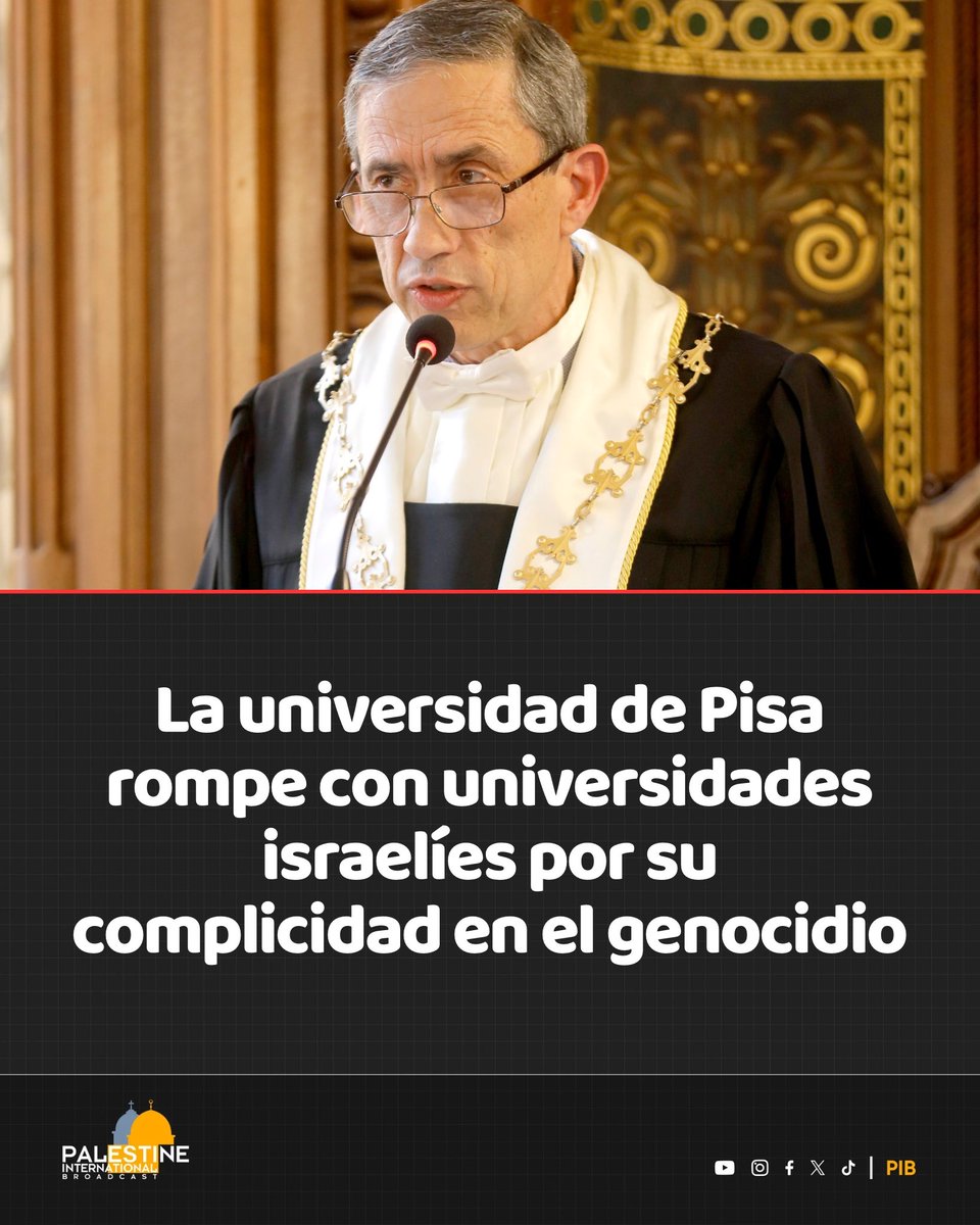 La Universidad de Pisa, Italia, ha decidido cortar relaciones con las universidades israelíes Reichman y Hebrea de Jerusalén, debido a su apoyo directo al genocidio en Gaza.