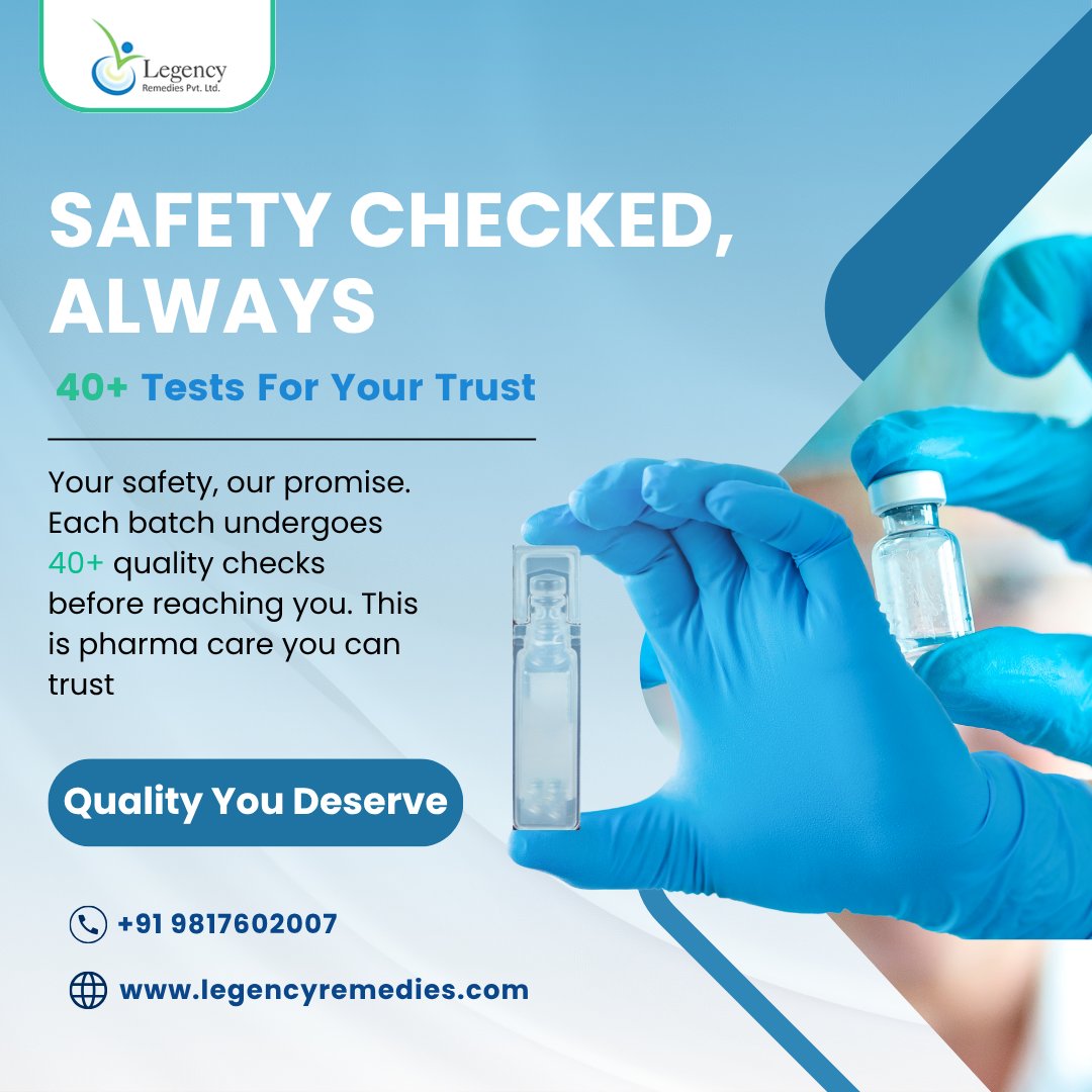 legencyremedies's tweet image. Your safety is our promise. With 40+ quality checks per batch, Legency Remedies delivers pharma care you can trust. 💊🔬

Explore more: legencyremedies.com
#SafetyFirst #QualityChecked #LegencyRemedies