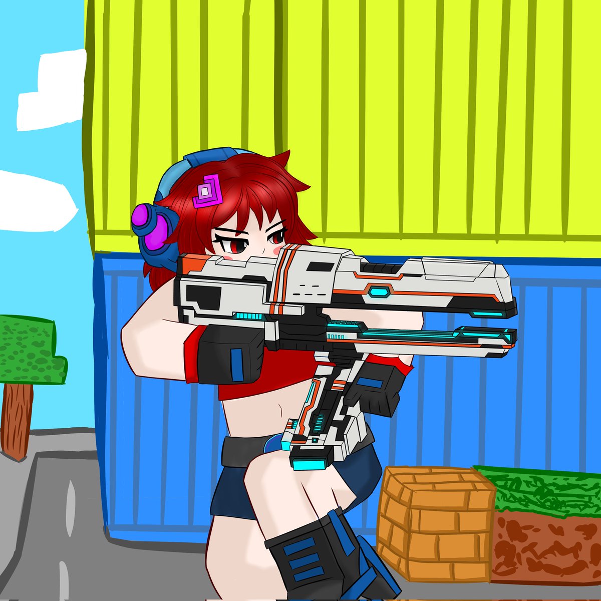 Conter1011's tweet image. Geez I haven't been too active lately... Have a drawing of a gunner lady from a mobile game I used to play