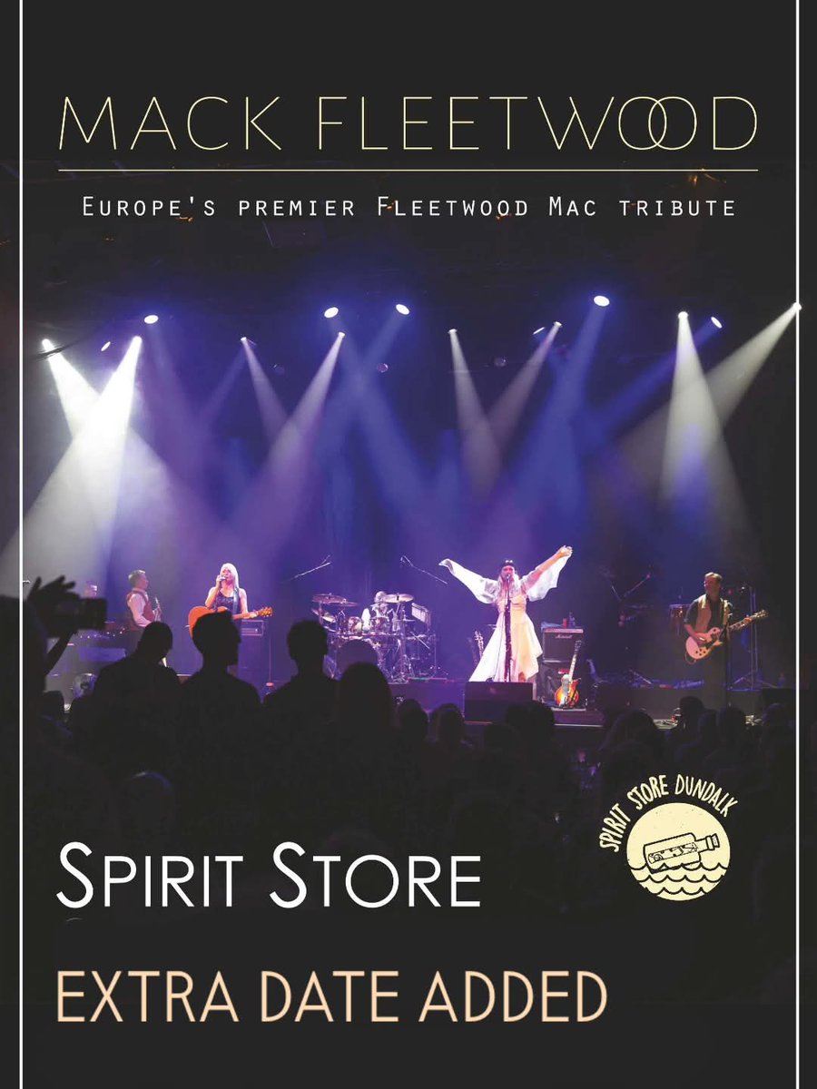 SpiritStore's tweet image. Mack Fleetwood
EXTRA DATE ADDED
Fri 23rd Jan, 2026
On sale now
spiritstore.ie/event.php?even…
Ireland's premier tribute to the Supergroup Fleetwood Mac, bring you on a magical musical journey from the Peter Green blues era to the multi-platinum selling band that still tours today