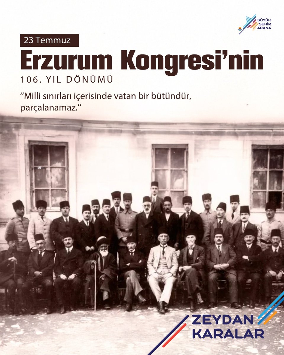 ZeydanKaralar01's tweet image. Bir milletin kararlılığını dünyaya ilan ettiği, “Vatan bir bütündür, parçalanamaz” sözüyle bağımsızlık ruhunu tarihe kazıdığı Erzurum Kongresi’nin 106. yıl dönümünde; Ulu Önderimiz Mustafa Kemal Atatürk’ü ve tüm Milli Mücadele kahramanlarını saygı, rahmet ve minnetle anıyorum.