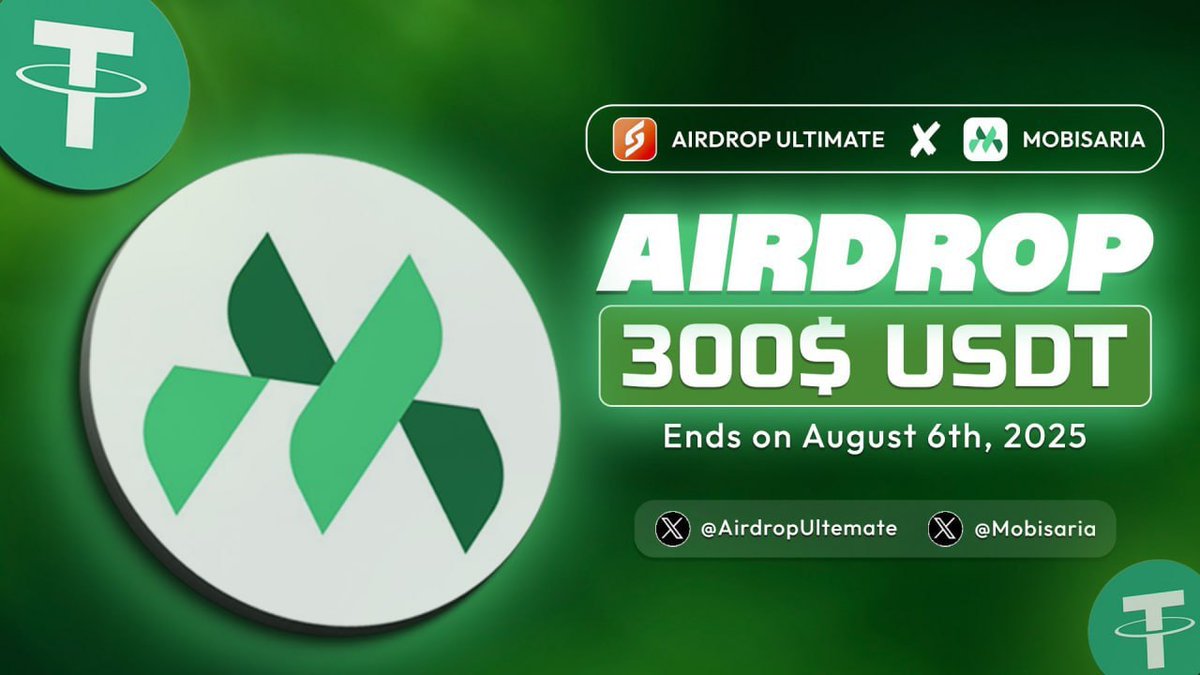 OFFICIAL AIRDROP ALERT

🎉 New Airdrop: Mobisaria

📣 Partnership: Airdrop Ultimate x Mobisaria

💸 Reward: 300 USDT

🗓 Distribution Date: August 6th, 2025

🔗 Airdrop Link:taskon.xyz/quest/122151690

Participation:

👍 Complete simple tasks
💰 Get your share of 300 USDT!