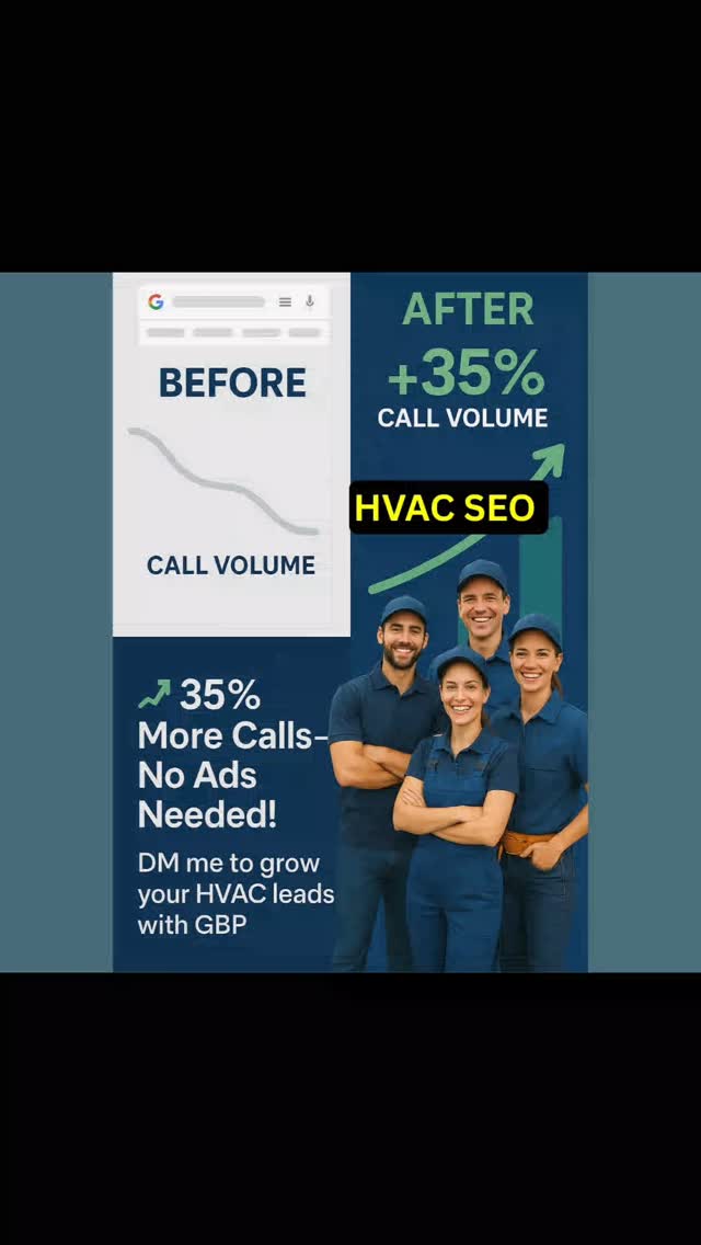 🔥 HVAC win: We boosted calls 35% in 3 weeks by updating photos, posting weekly &amp; replying fast on GBP—no ads, just smart SEO. Want results like that? 📈

#HVACSEO #GoogleBusinessProfile #LocalSEO #MapRanking #HVACMarketing #HVACLeads