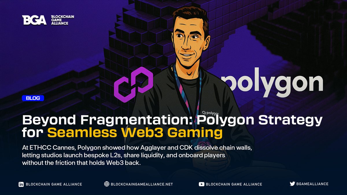 BGameAlliance's tweet image. Chain silos kill player flow. At #ETHCCCannes, @0xPolygon unveiled Agglayer + CDK - an interoperable network where any studio can spin up a custom L2, tap shared liquidity, and keep gamers moving friction-free. 

Borderless Web3 play starts here. 

📰 blockchaingamealliance.net/beyond-fragmen…