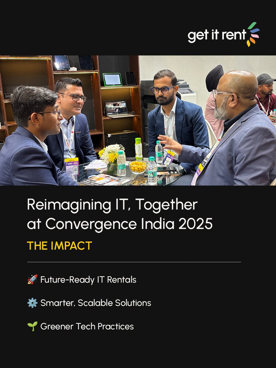 rent_get's tweet image. At #ConvergenceIndia2025, the convo was bigger than rentals.
It was about scalable, sustainable, accessible IT.
Thanks to all who challenged norms at Booth E126.
Let’s keep the momentum going—tech that grows with you, not against you.
#GetItRent #SmartTech #GreenIT
