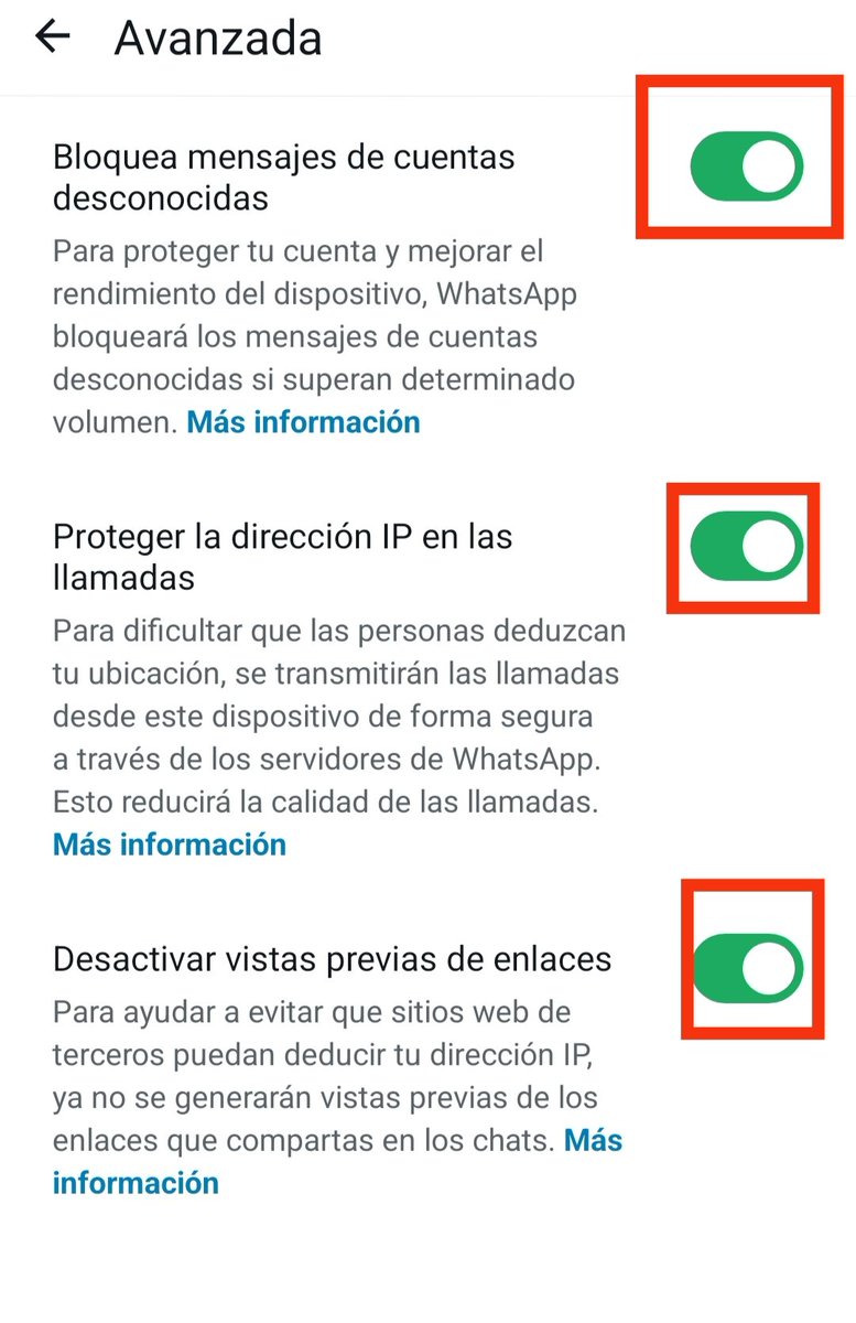 oreycalo's tweet image. Activar a privacidade avanzada en WhatsApp para:
✅Evitar rastro de IPs
✅Evita chats de contas descoñecidas.
Dende axustes 👉Privacidade 👉Privacidade Avanzada.