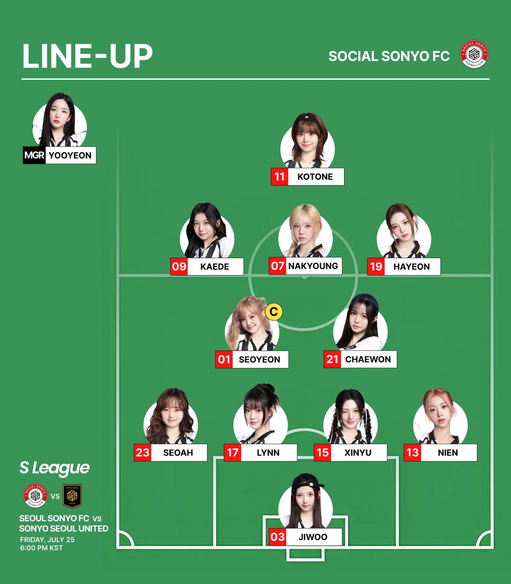 soyeunb's tweet photo. social sonyo FC vs sonyo seoul united starting lineup https://t.co/rBVuEmna1X