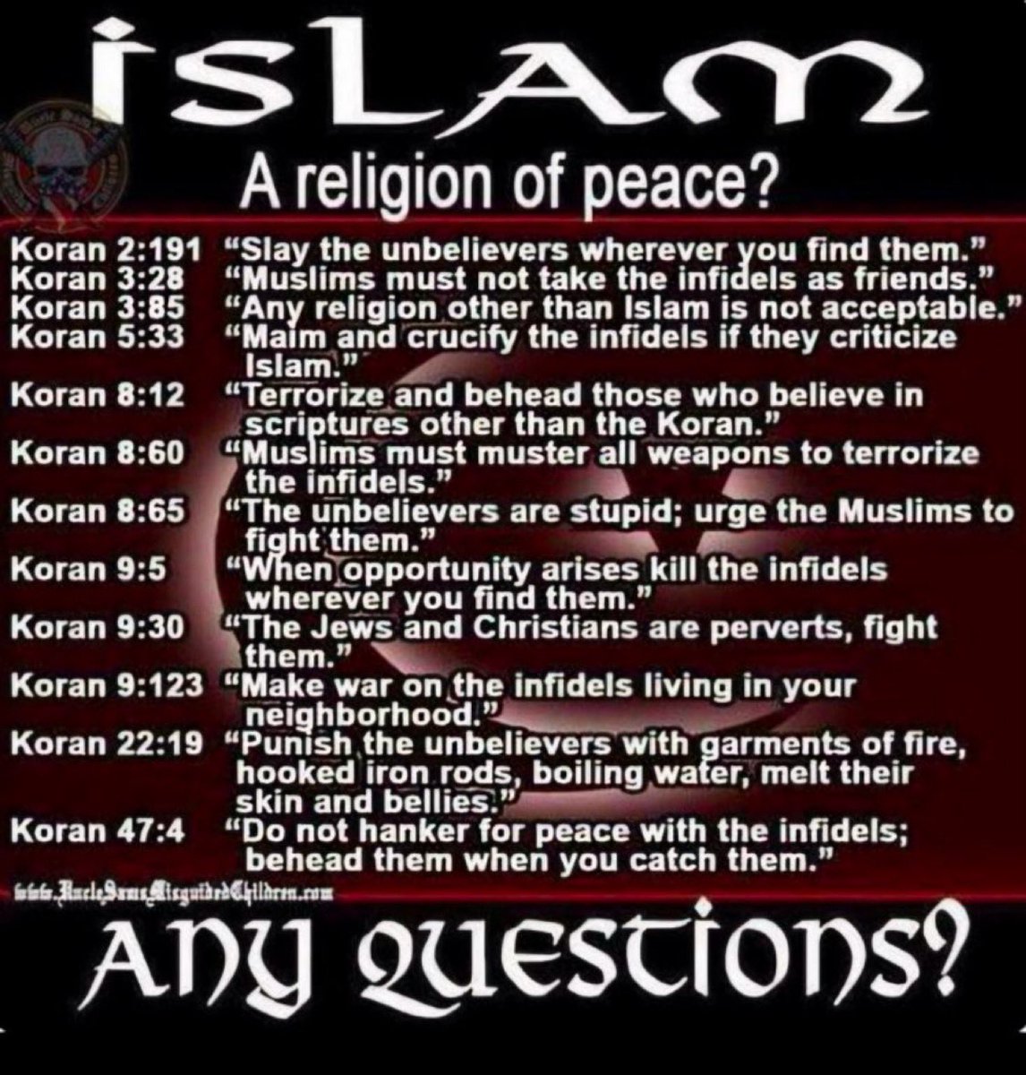 urlallcrazy's tweet image. I Hate Islam!!! Its demonic! It does not belong in western civilizations. Deport them all. It’s not a religion- it’s a political ideology written by a pedo-tyrant. Allah is the little horn, the devil.